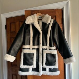 Abercrombie & Fitch Black and White Shearling Coat